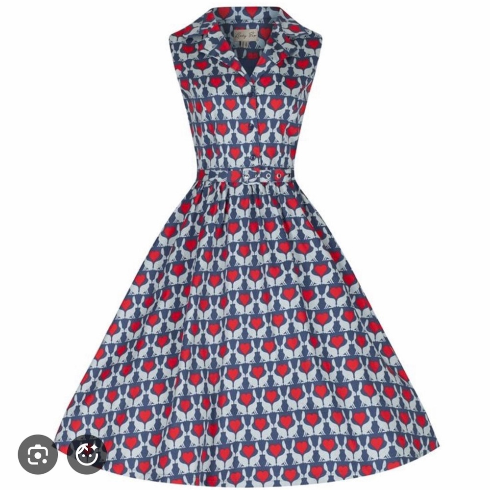 Lindy Bop Dress Rabbit Heart Print